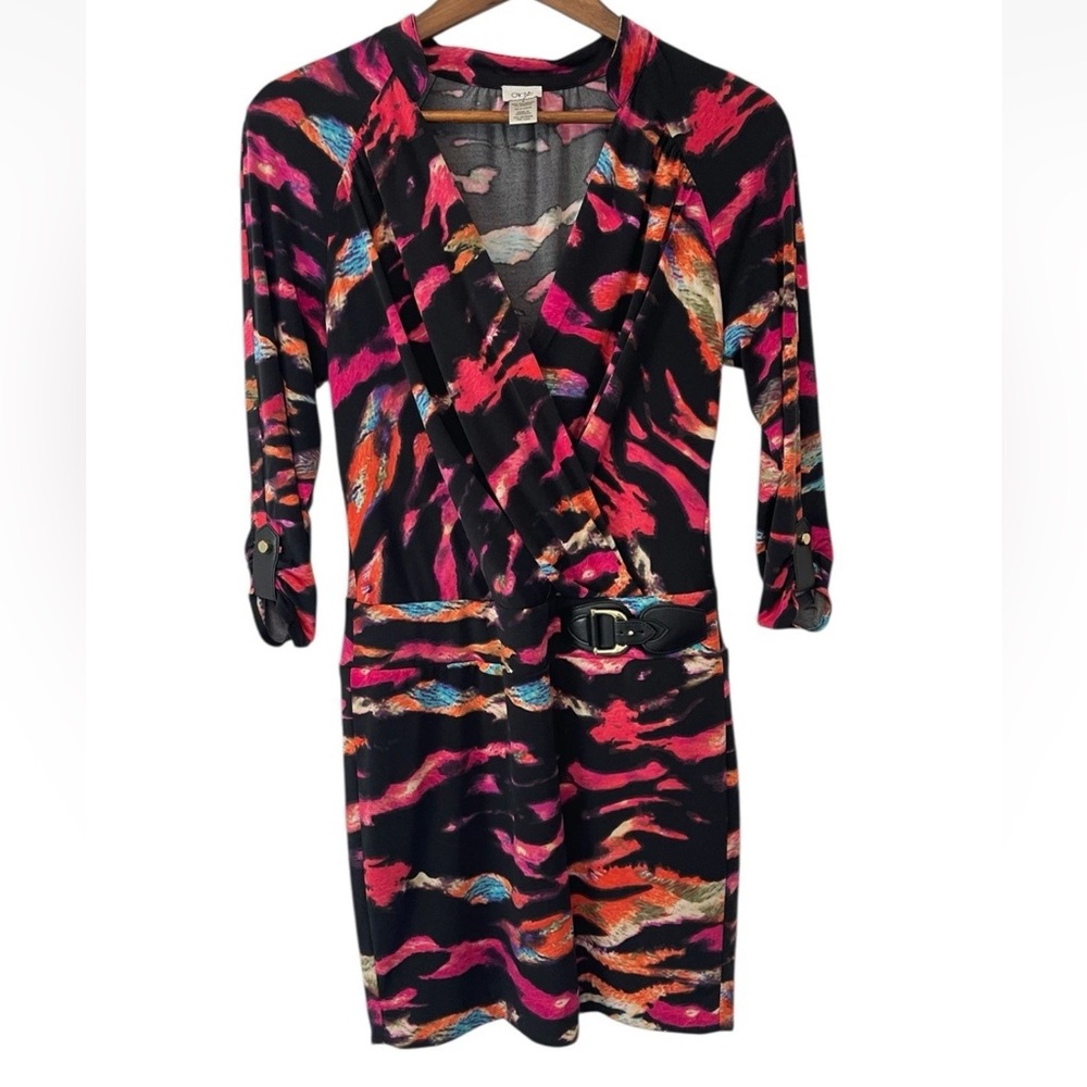 Women’s cache vintage Y2K animal print club dress mob wife size s stretch